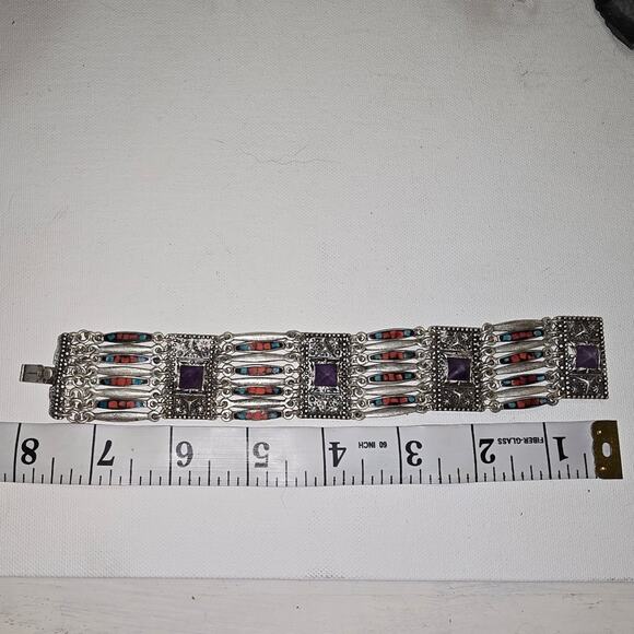 Lucky brand Silver Geometric Aztec Tribal Statement Bracelet - Picture 8 of 8